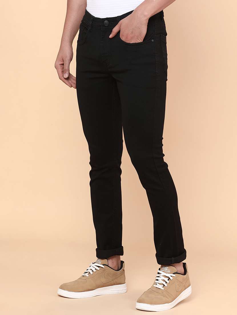 men plain mid rise full length slim fit jeans - 22154406 -  Standard Image - 3