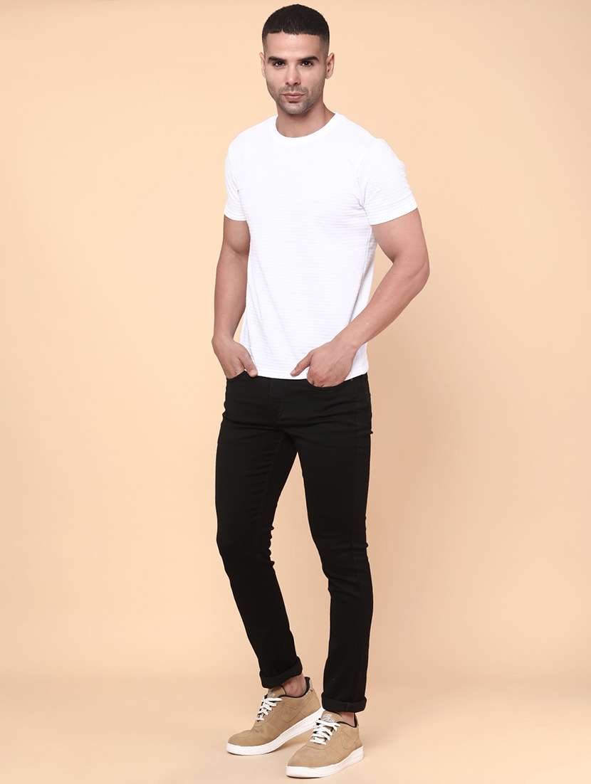 men plain mid rise full length slim fit jeans - 22154406 -  Standard Image - 5