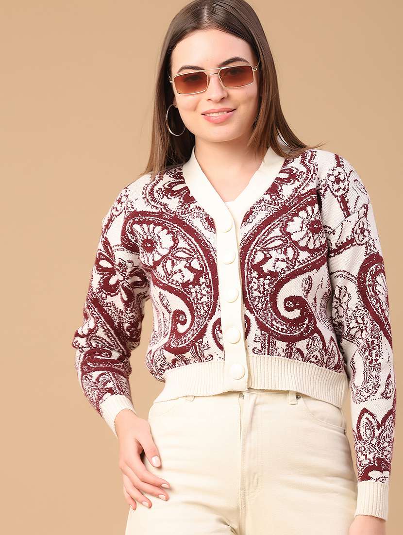 women self design long sleeve cardigan