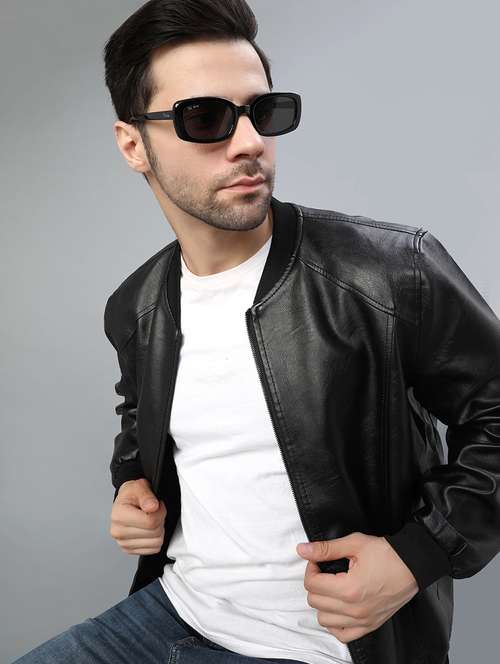 men solid long sleeve biker jacket - 22155118 -  Standard Image - 0