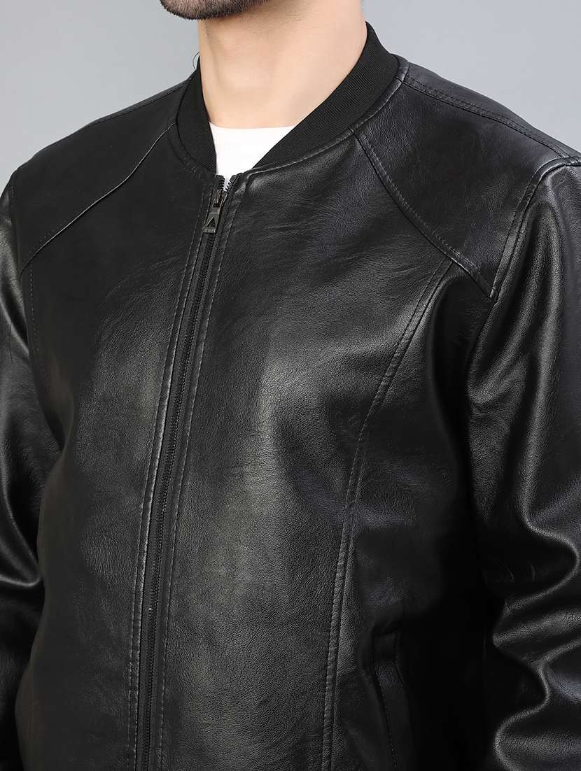 men solid long sleeve biker jacket - 22155118 -  Standard Image - 5