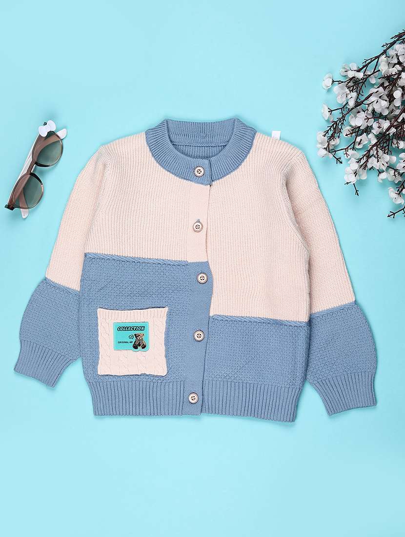boys color block long sleeve sweater
