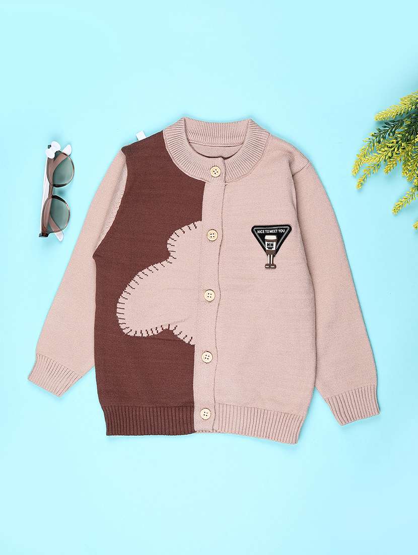 boys self design long sleeve sweater