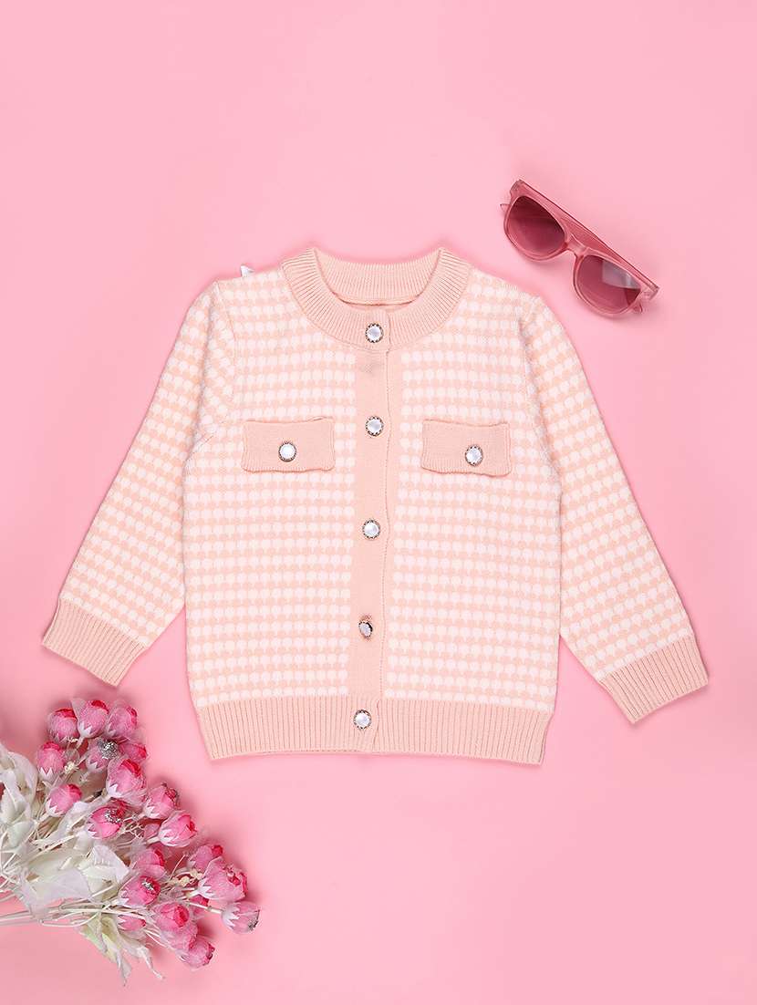 girls self designed long sleeve cardigan