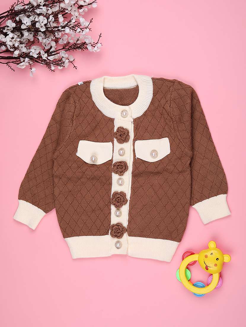 girls self designed long sleeve cardigan