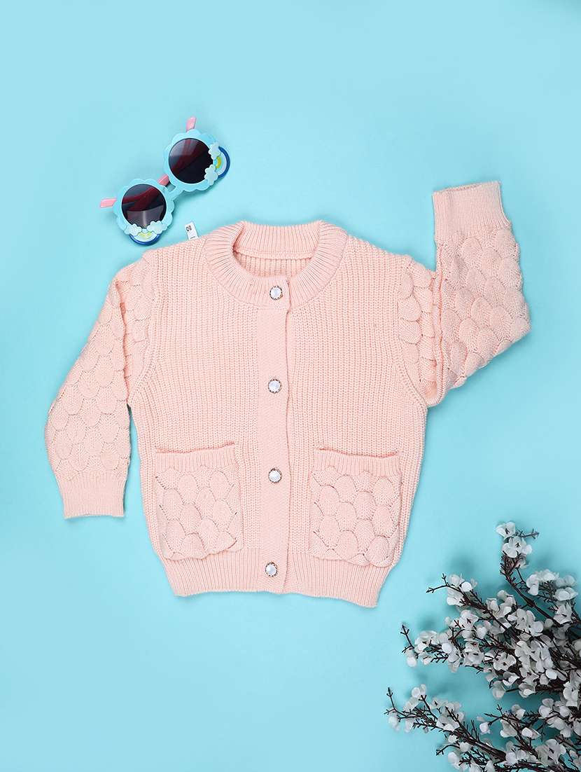 girls self designed long sleeve cardigan