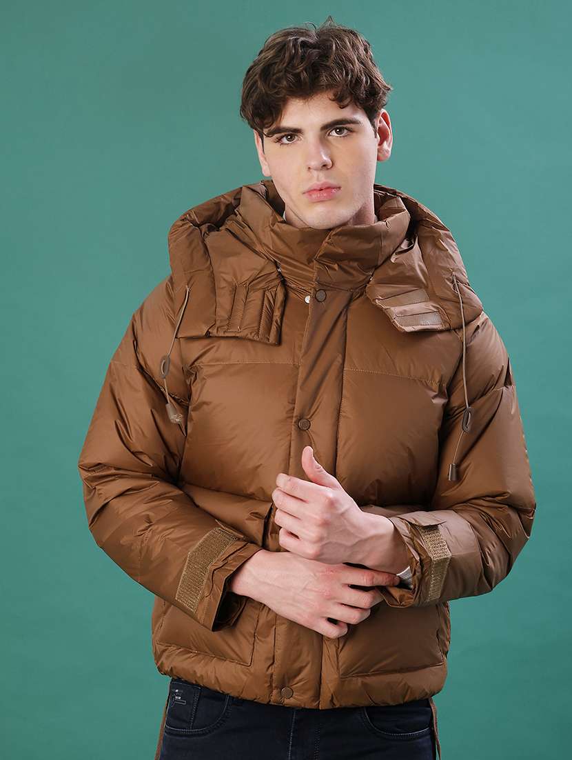 men solid long sleeve puffer jacket - 22155470 -  Standard Image - 3