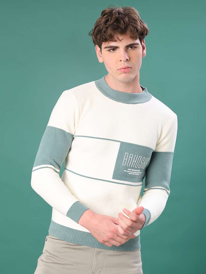 men color block long sleeve regular fit pullover - 22155594 -  Standard Image - 3