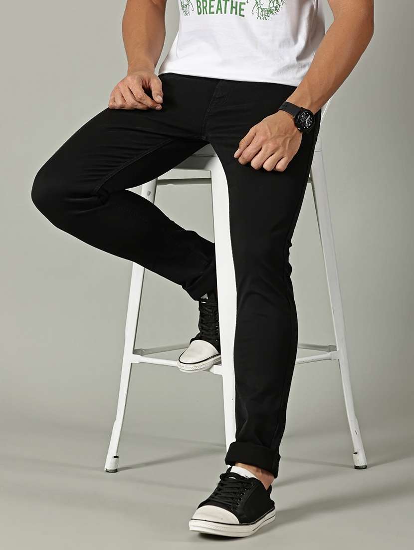 men solid mid rise slim fit jeans