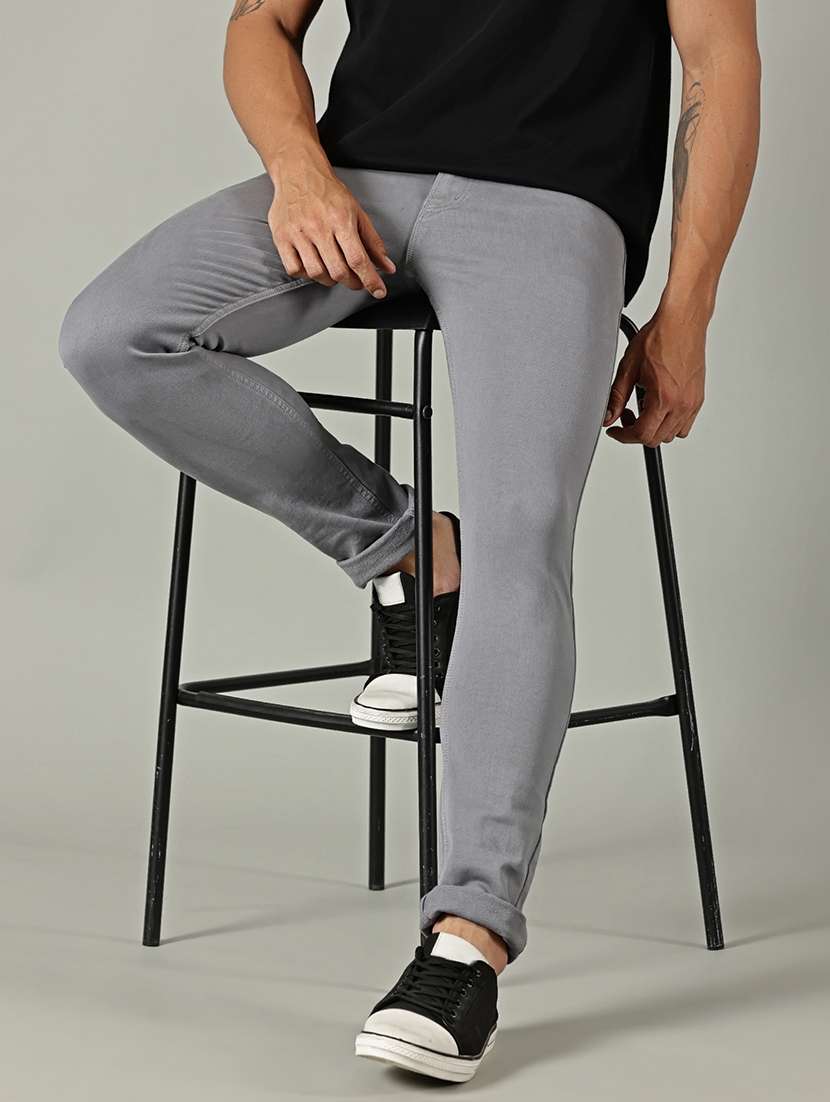 men solid mid rise slim fit jeans
