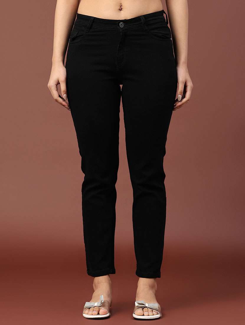 women solid mid rise slim jean