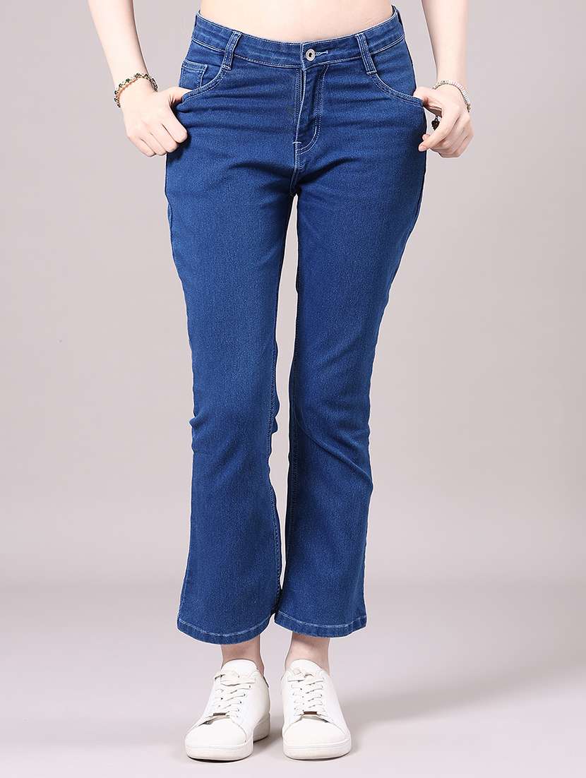 women blue cotton cargo