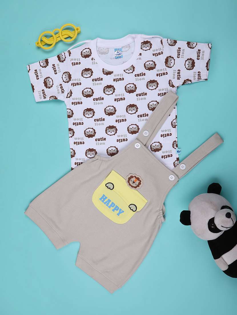 boys printed t-shirt and dungree set