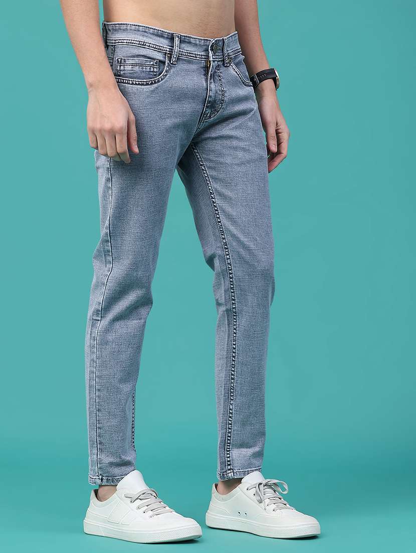 men plain mid rise full length slim fit jeans - 22156053 -  Standard Image - 3