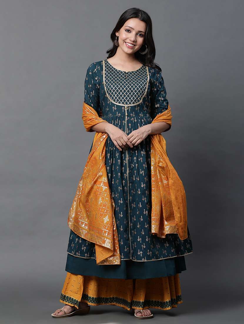 blue kurta palazzo  set