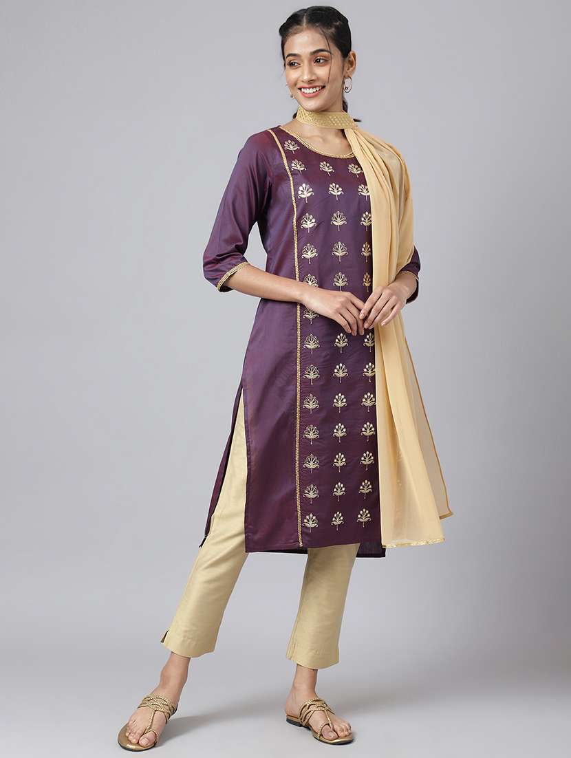 purple kurta pant  set