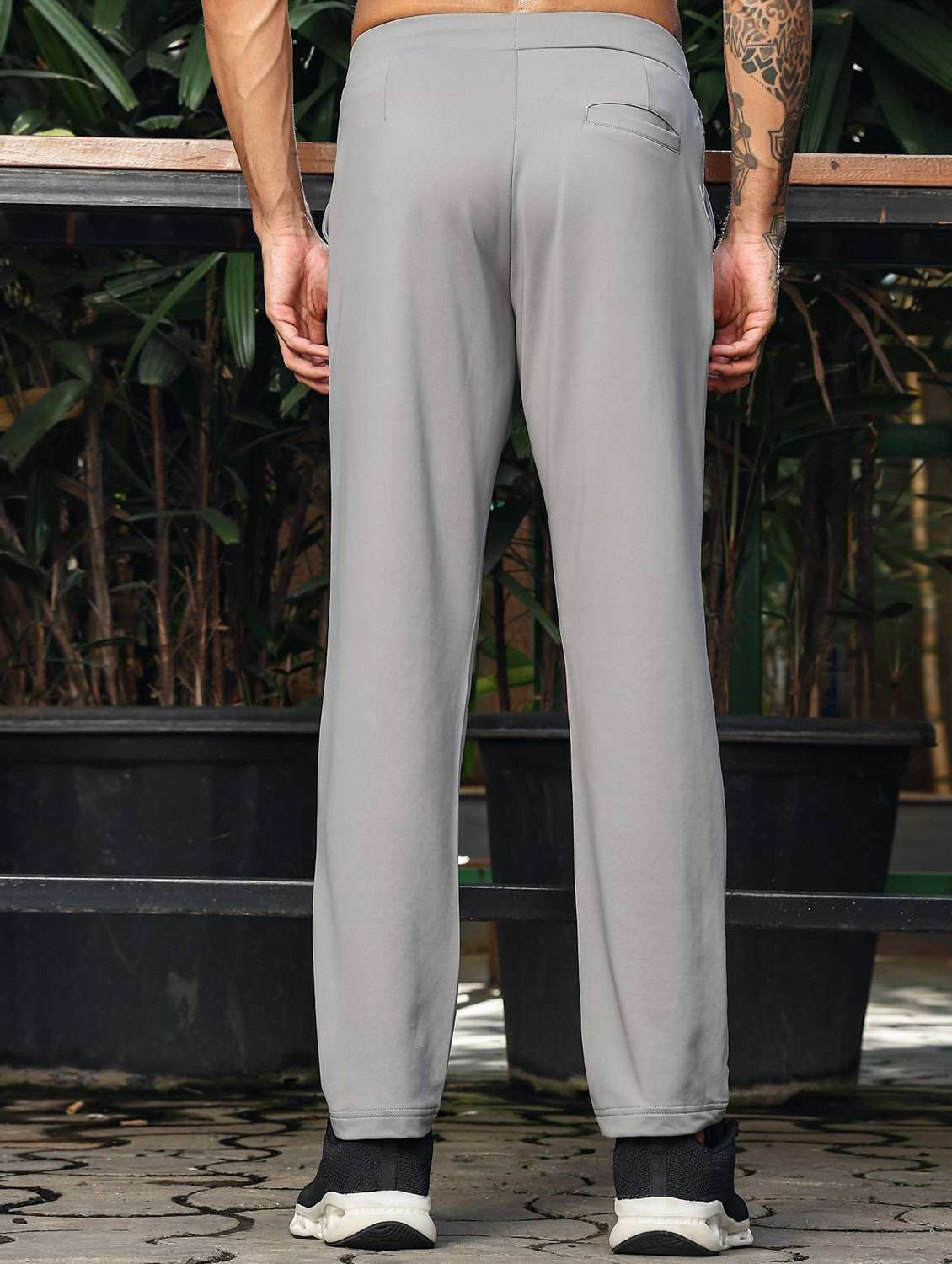 men solid mid rise full length track pant - 22156198 -  Standard Image - 3