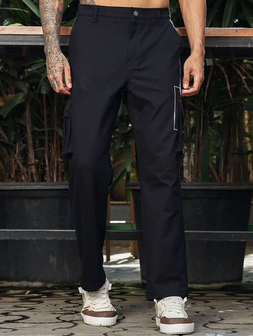 men solid mid rise regular fit cargo  - 22156199 -  Standard Image - 0