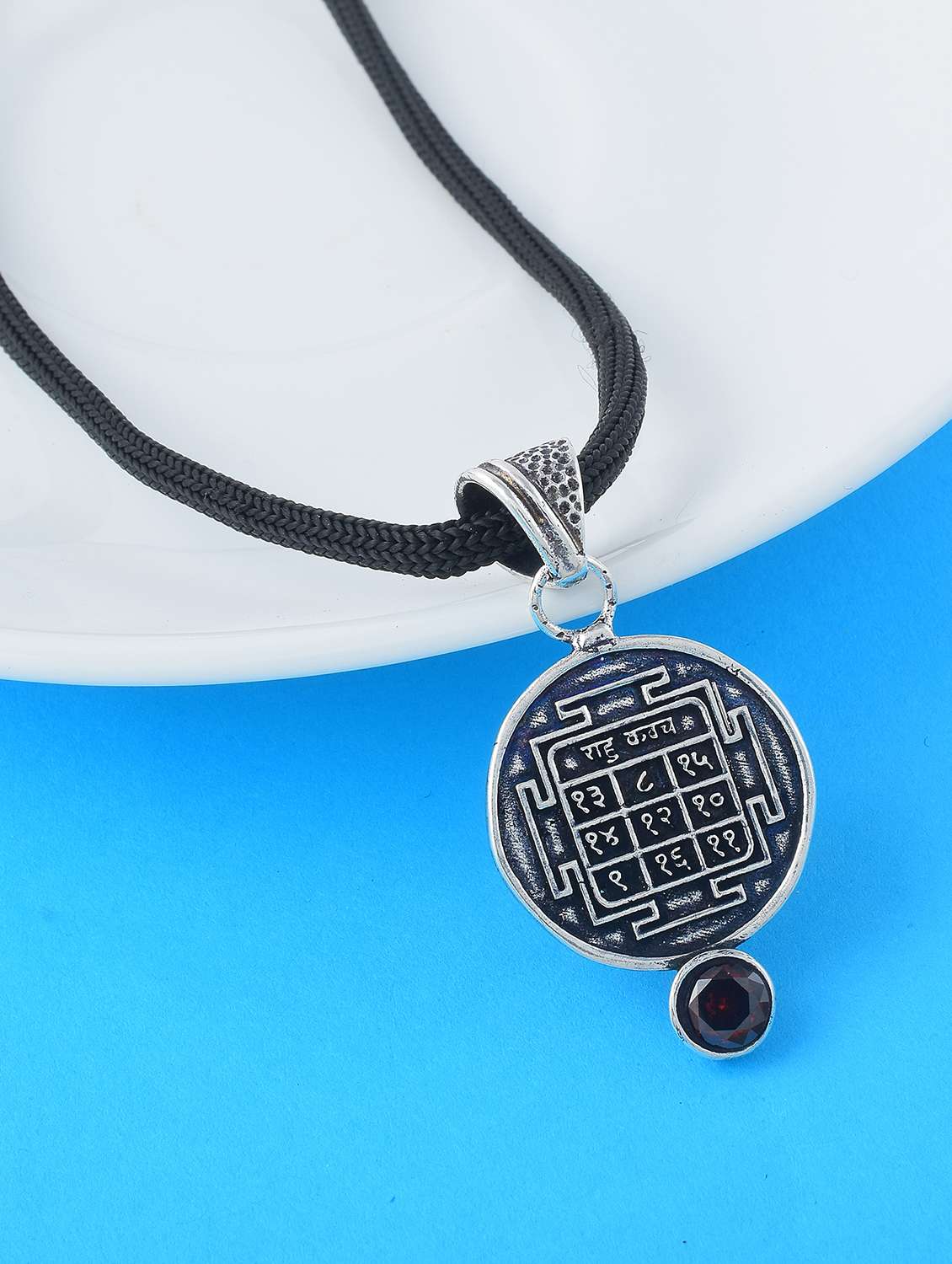 silver-plated brass pendant with gemstone