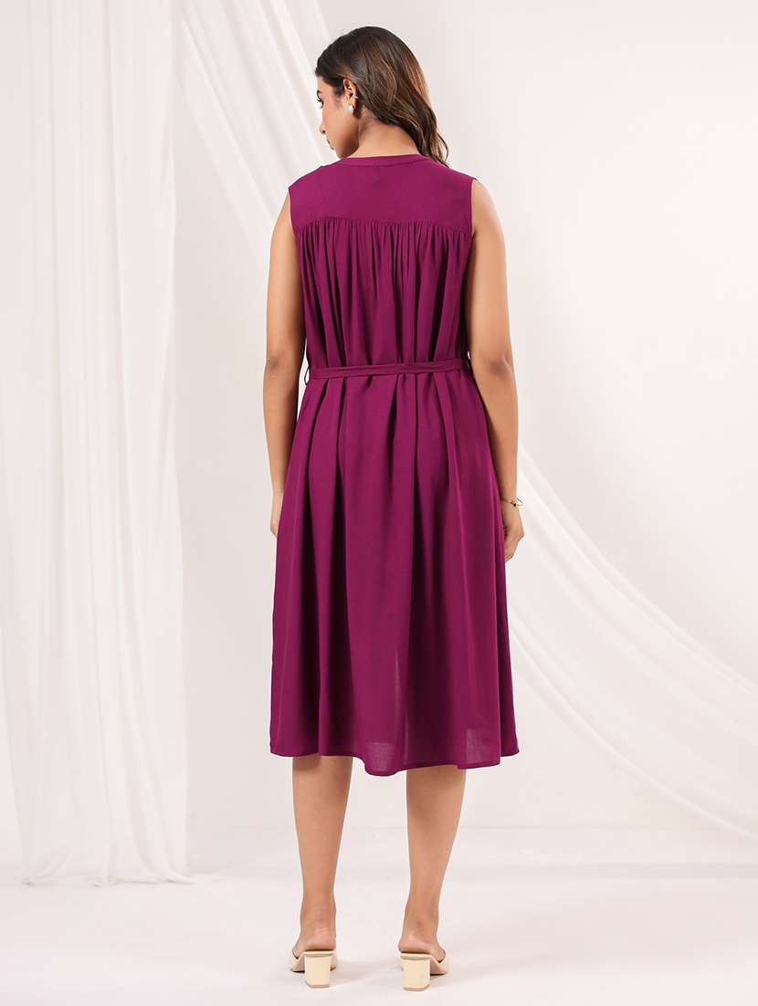 women solid sleeveless a-line dress - 22156208 -  Standard Image - 3