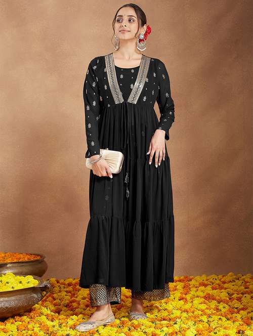 women embroidered long sleeve kurta pant set - 22156234 -  Standard Image - 0