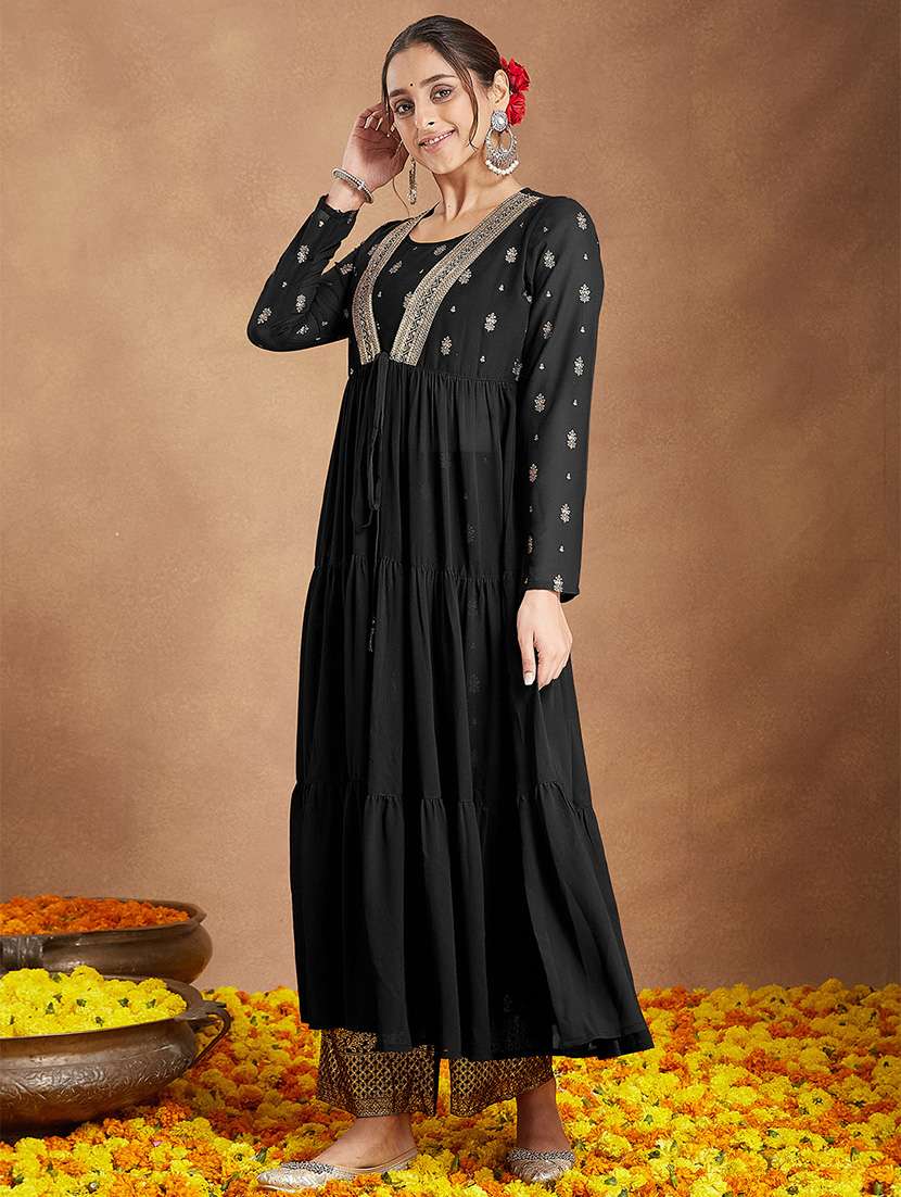 women embroidered long sleeve kurta pant set - 22156234 -  Standard Image - 3