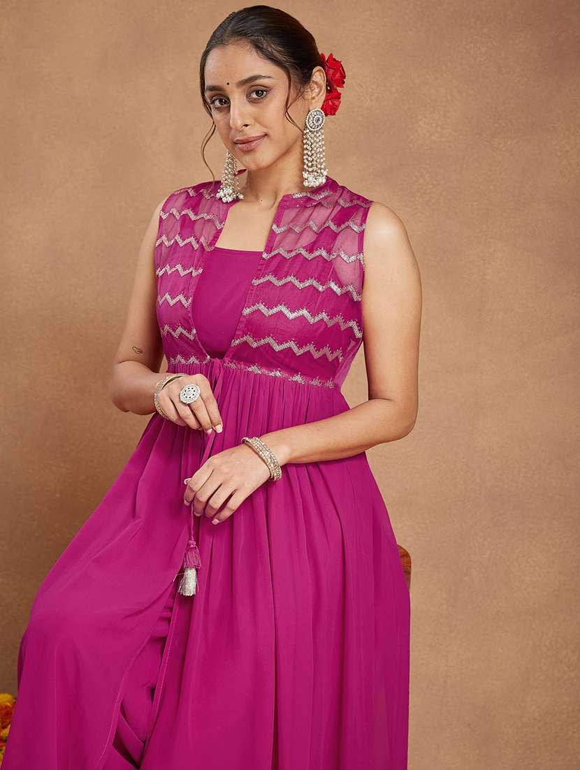 women self design sleeveless kurta palazzo set - 22156242 -  Standard Image - 5