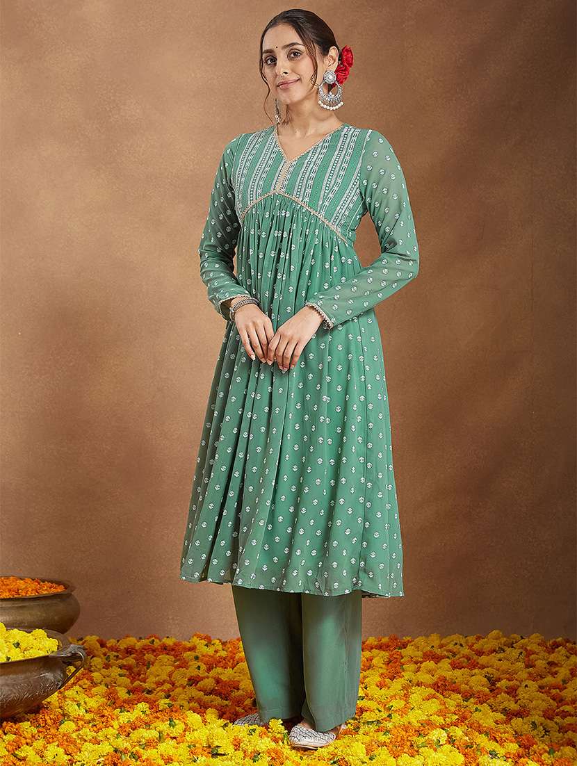 women embroidered long sleeve kurta palazzo with dupatta set - 22156248 -  Standard Image - 3