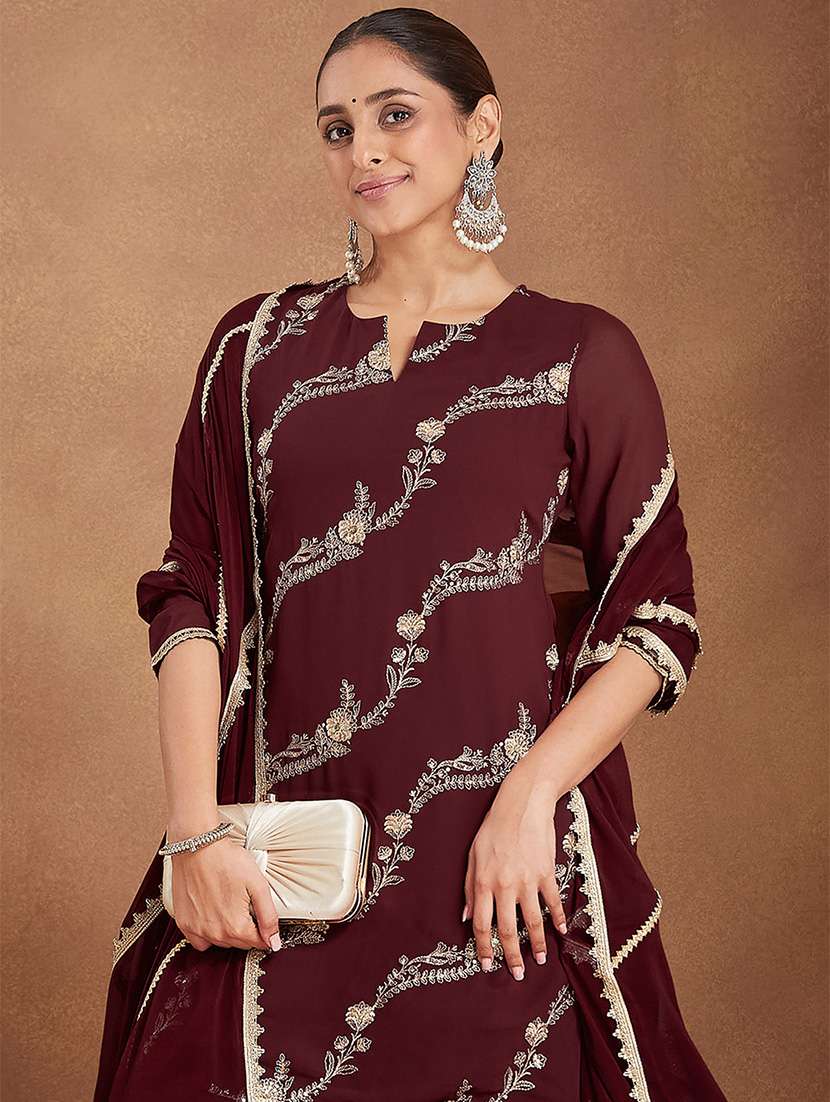 women embroidered three quarter sleeve kurta sharara with dupatta set - 22156266 - Standard Image - 5
