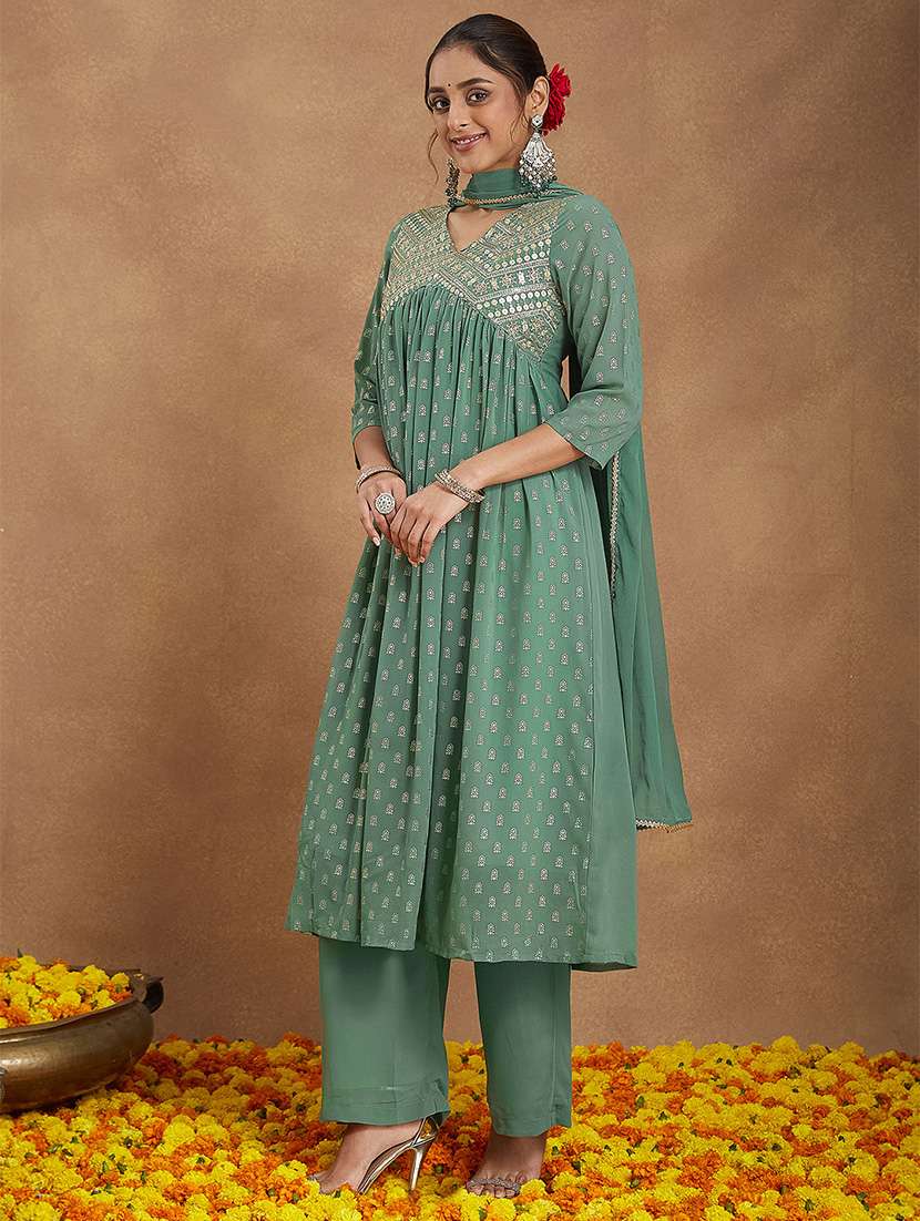 women embroidered three quarter sleeve kurta palazzo with dupatta set - 22156268 -  Standard Image - 3