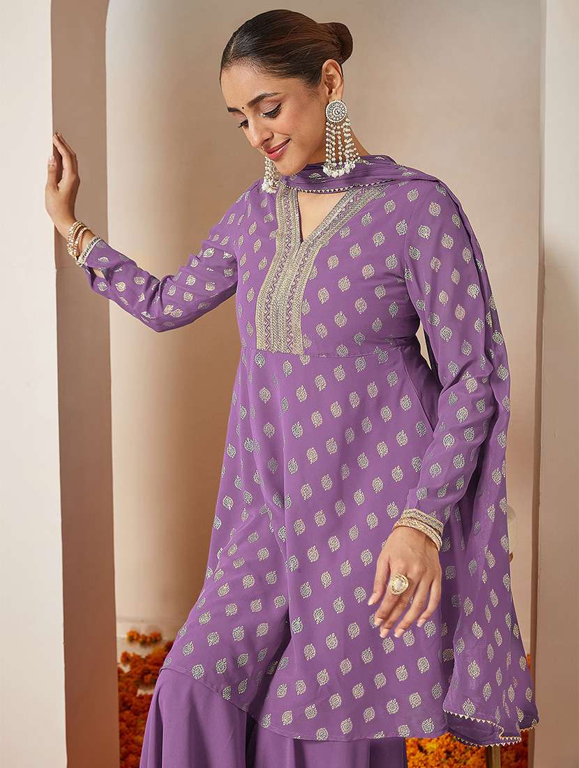 women embroidered long sleeve kurta sharara with dupatta set - 22156271 -  Standard Image - 5