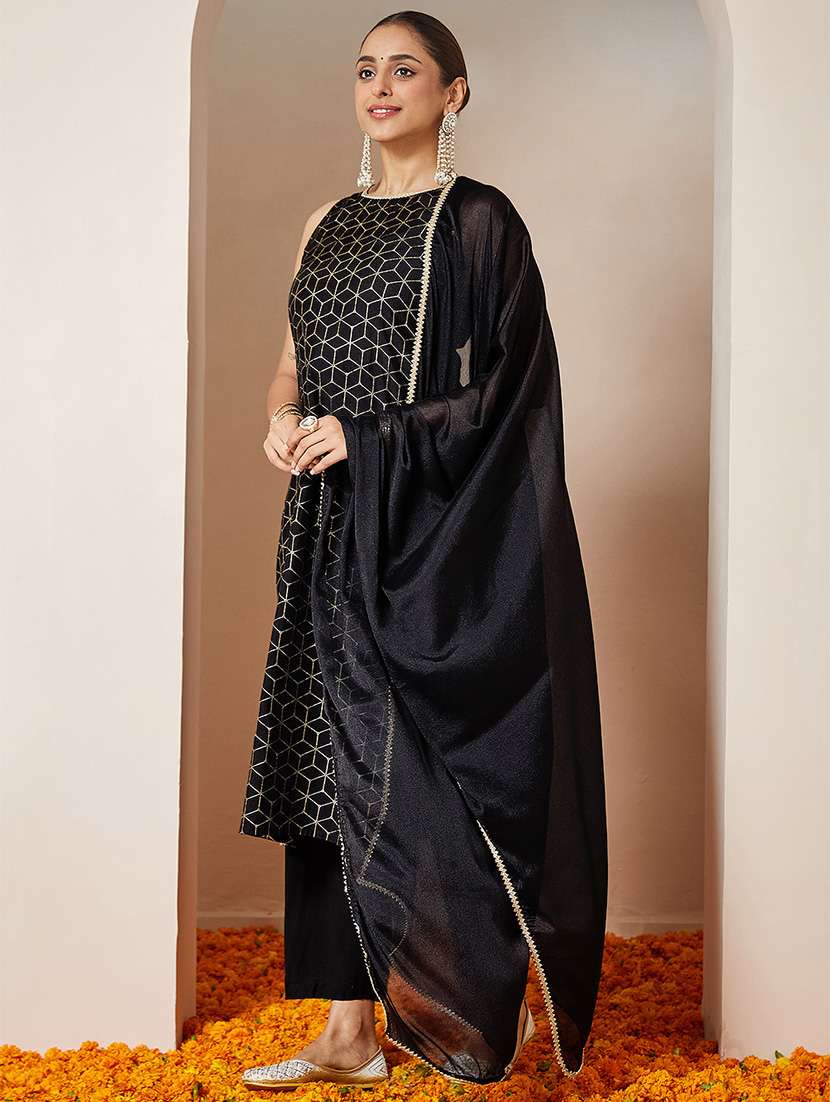 women geometric sleeveless kurta pant with dupatta set - 22156281 -  Standard Image - 3