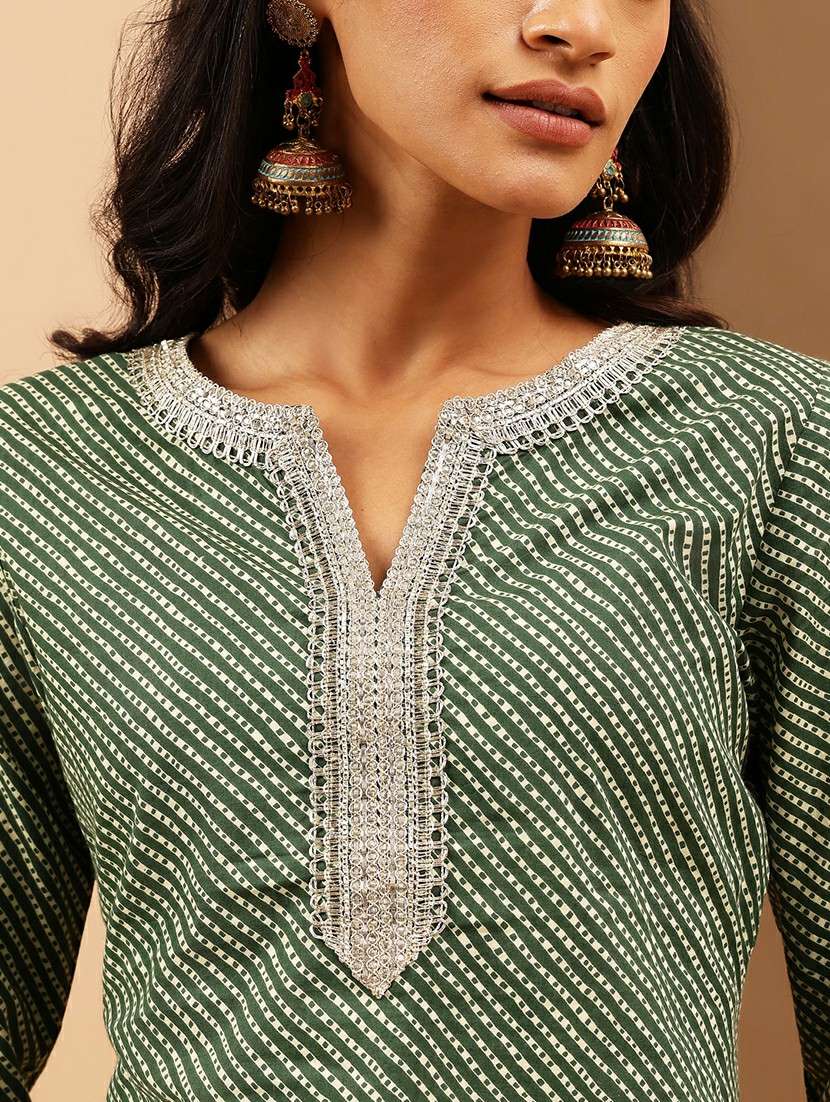 women leheriya three quarter sleeve kurta palazzo with dupatta set - 22156301 - Standard Image - 5