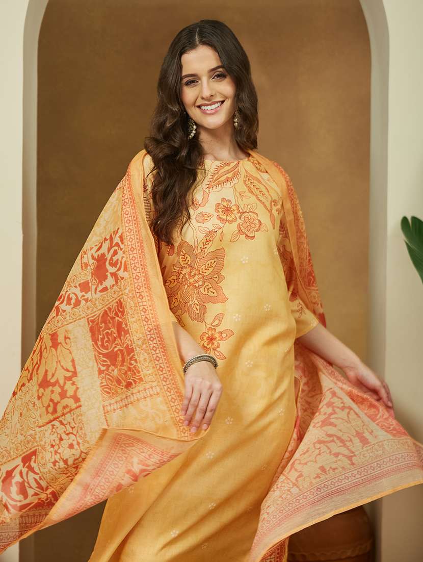 women floral three quarter sleeve kurta pant with dupatta set - 22156333 -  Standard Image - 5