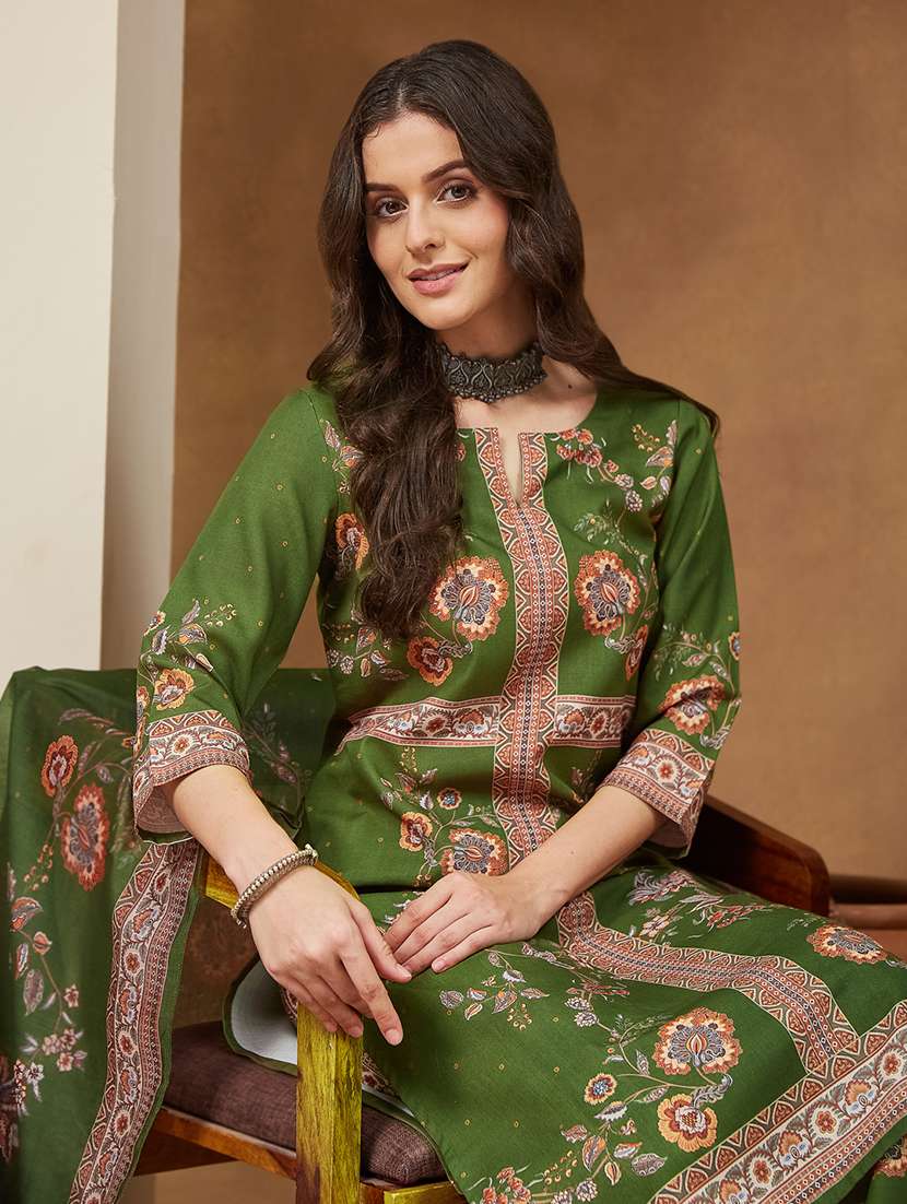 women floral three quarter sleeve kurta pant with dupatta set - 22156336 -  Standard Image - 5
