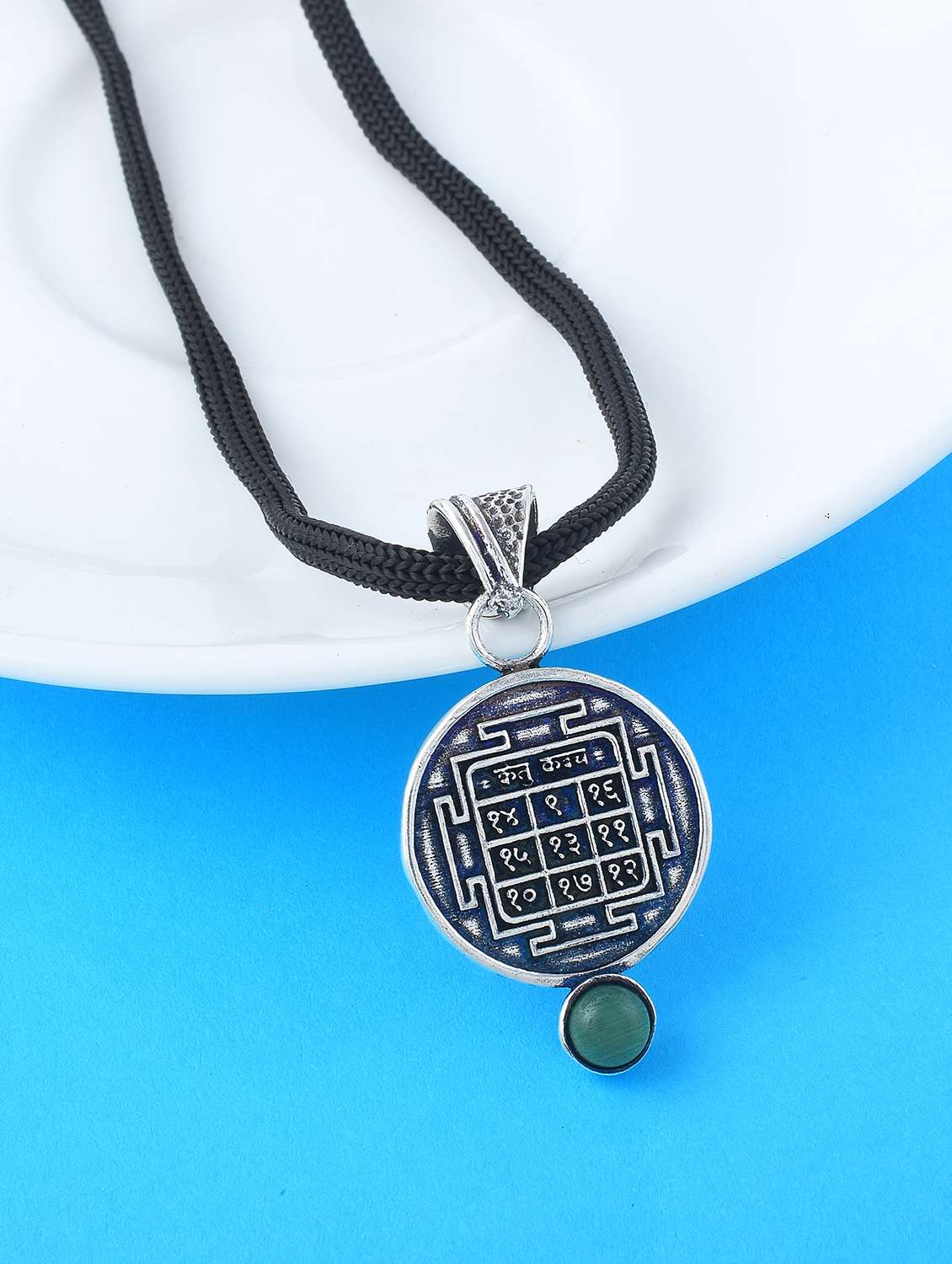 silver-plated brass pendant with gemstone