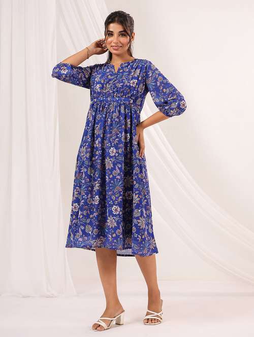 women floral print puff sleeve a-line dress - 22156350 -  Standard Image - 0