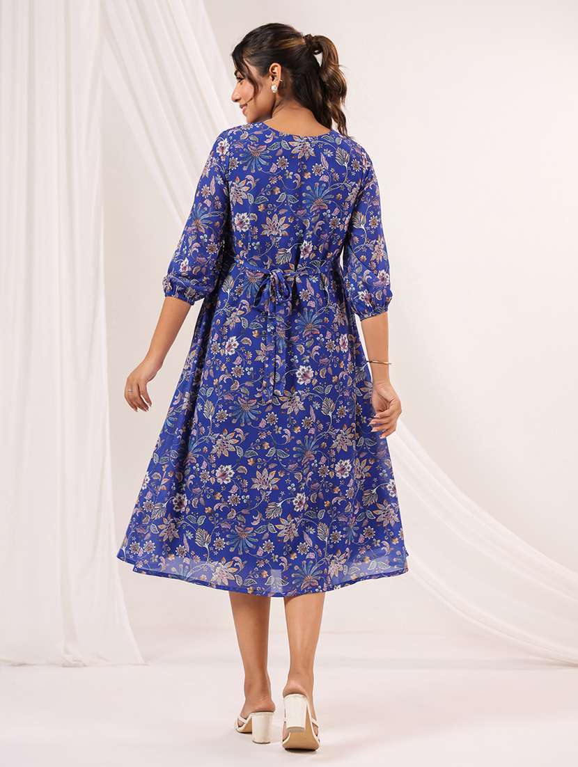 women floral print puff sleeve a-line dress - 22156350 -  Standard Image - 3