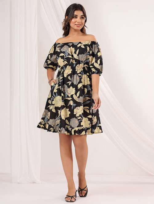 women floral print off shoulder a-line dress - 22156355 -  Standard Image - 0