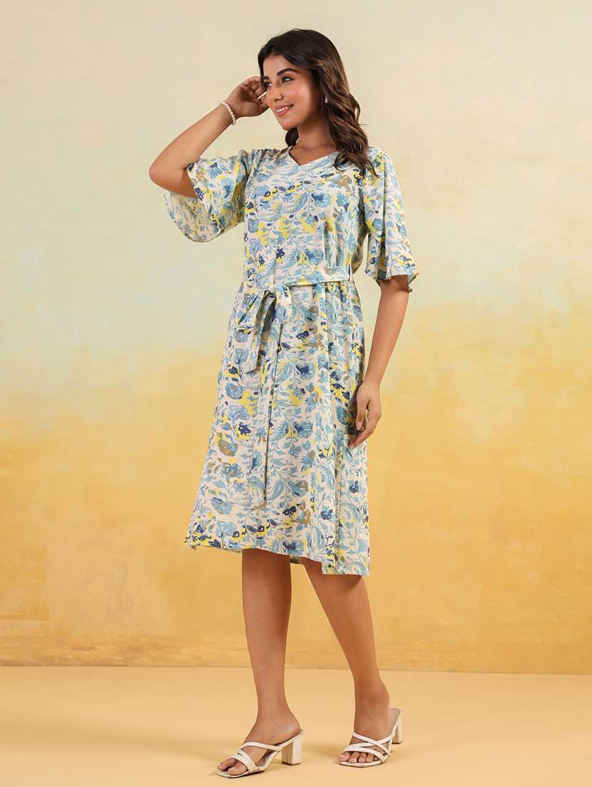 women printed flared sleeve a-line dress - 22156363 -  Standard Image - 3