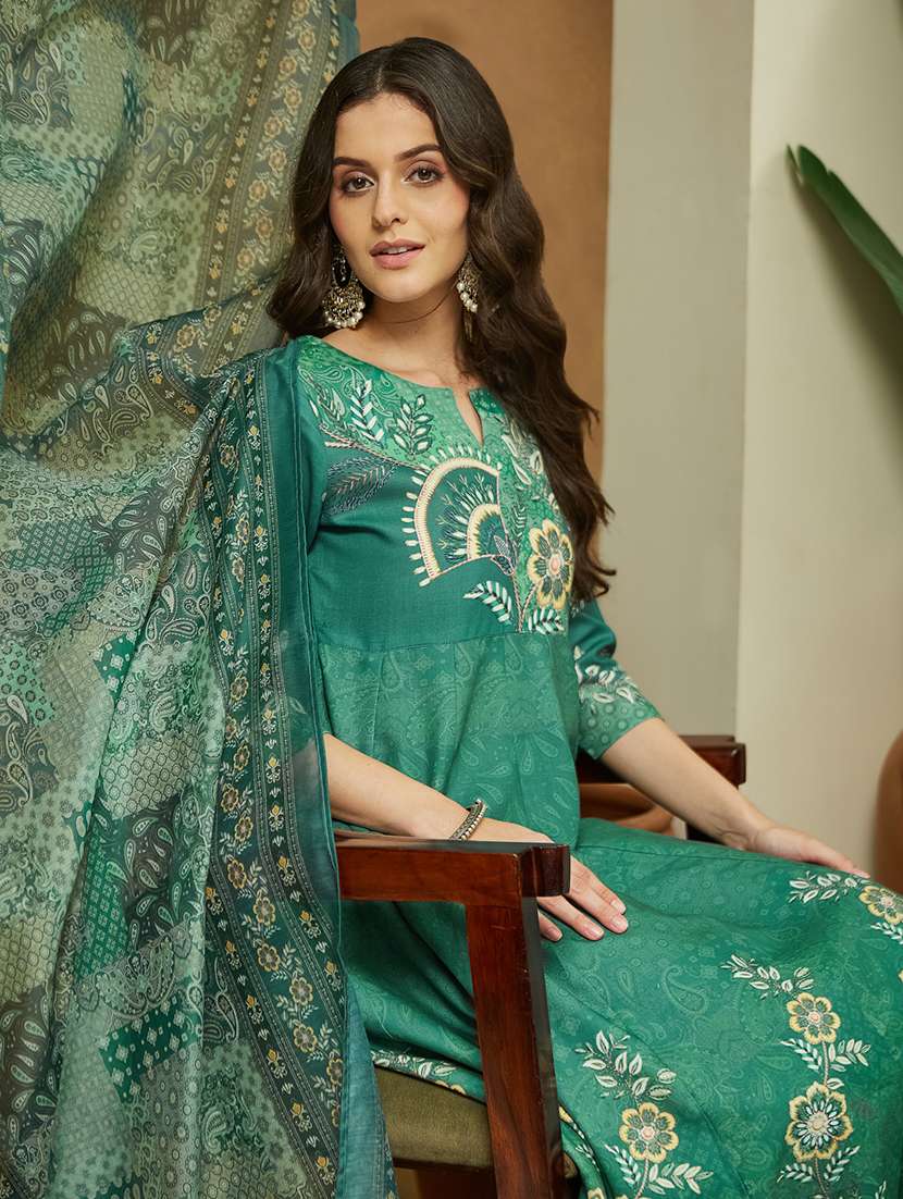 women floral three quarter sleeve kurta pant with dupatta set - 22156380 -  Standard Image - 5