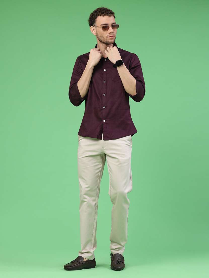 Men Self Design Long Sleeve Regular Fit Casual Shirt - 22156671 -  Standard Image - 5