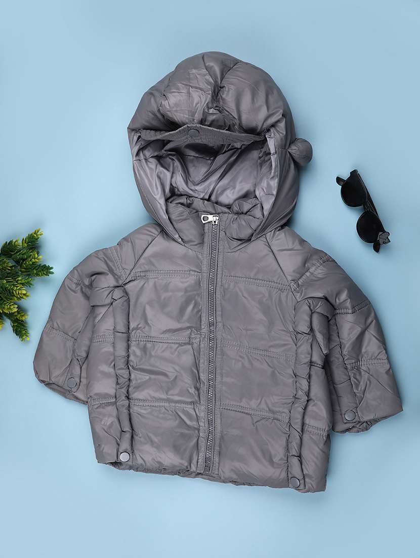 boys solid long sleeve quilted jacket