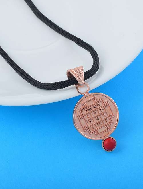copper yantra pendant with red stone - 22156776 -  Standard Image - 0