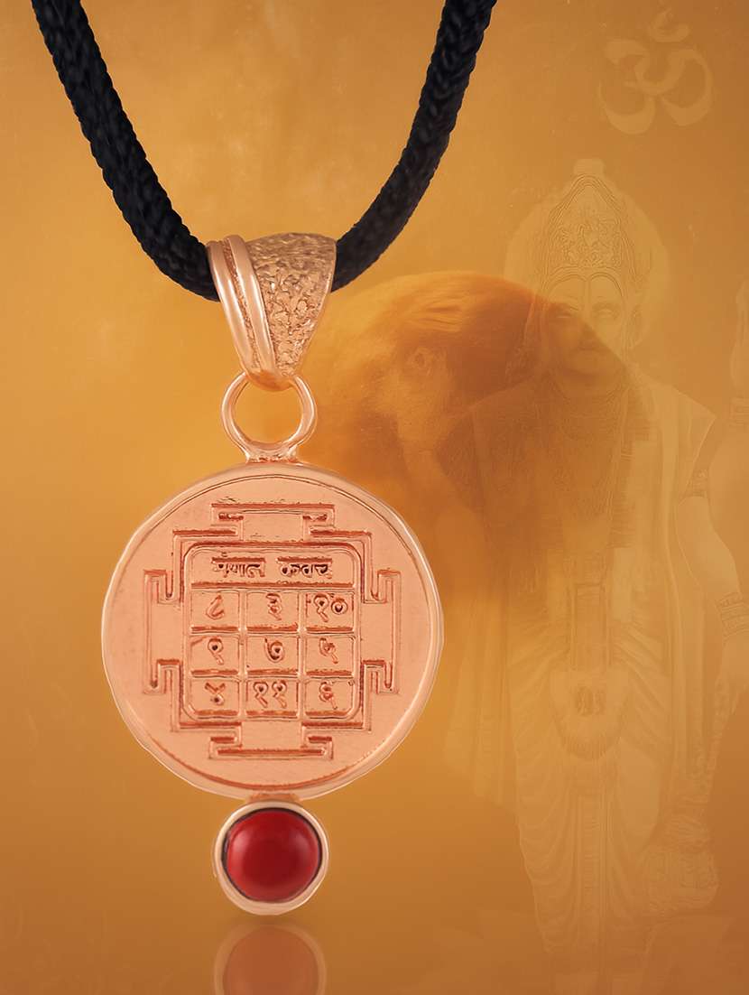 copper yantra pendant with red stone - 22156776 -  Standard Image - 3