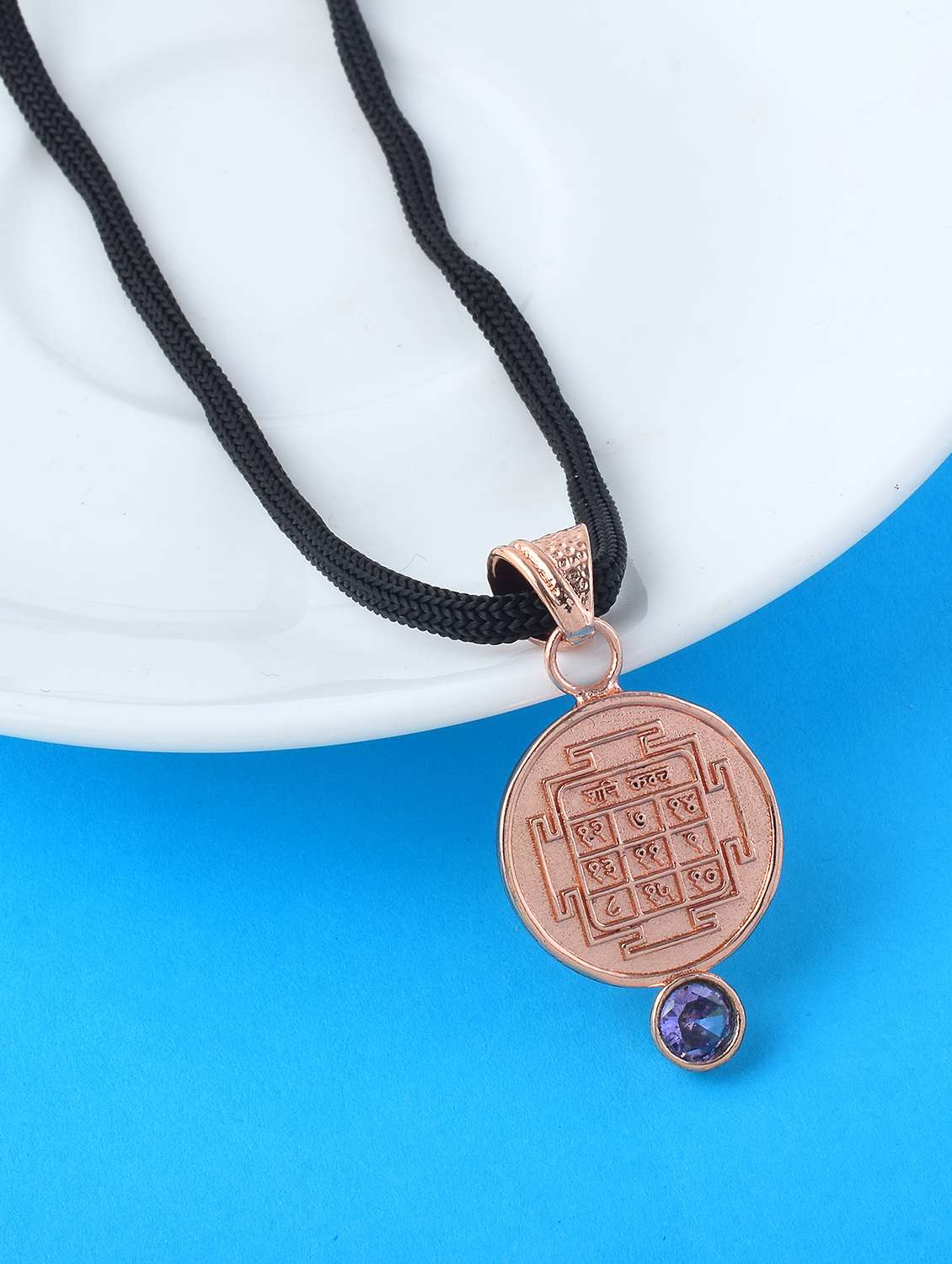 men brass pendant with gemstone