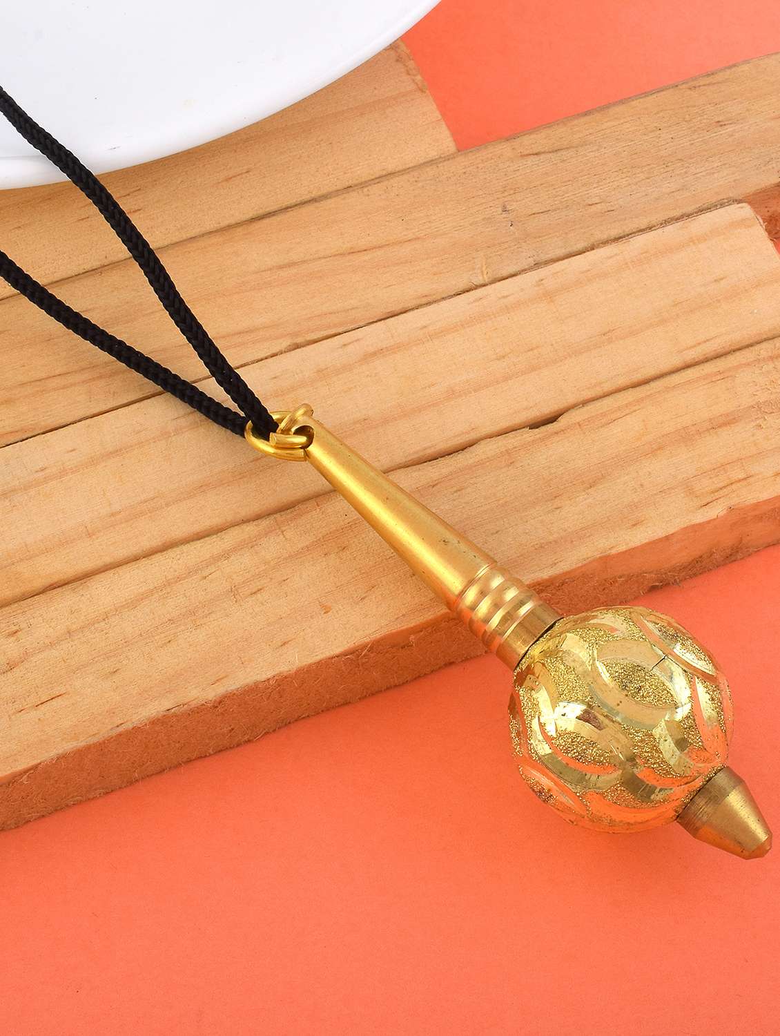brass gold plated hanuman gada pendant 