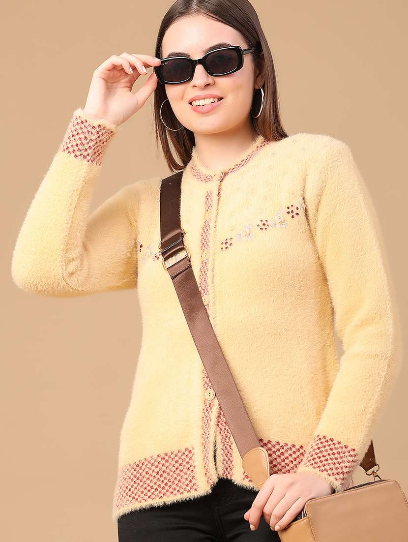 women self design long sleeve cardigan