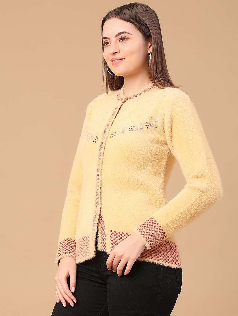 women self design long sleeve cardigan - 22156913 -  Standard Image - 3