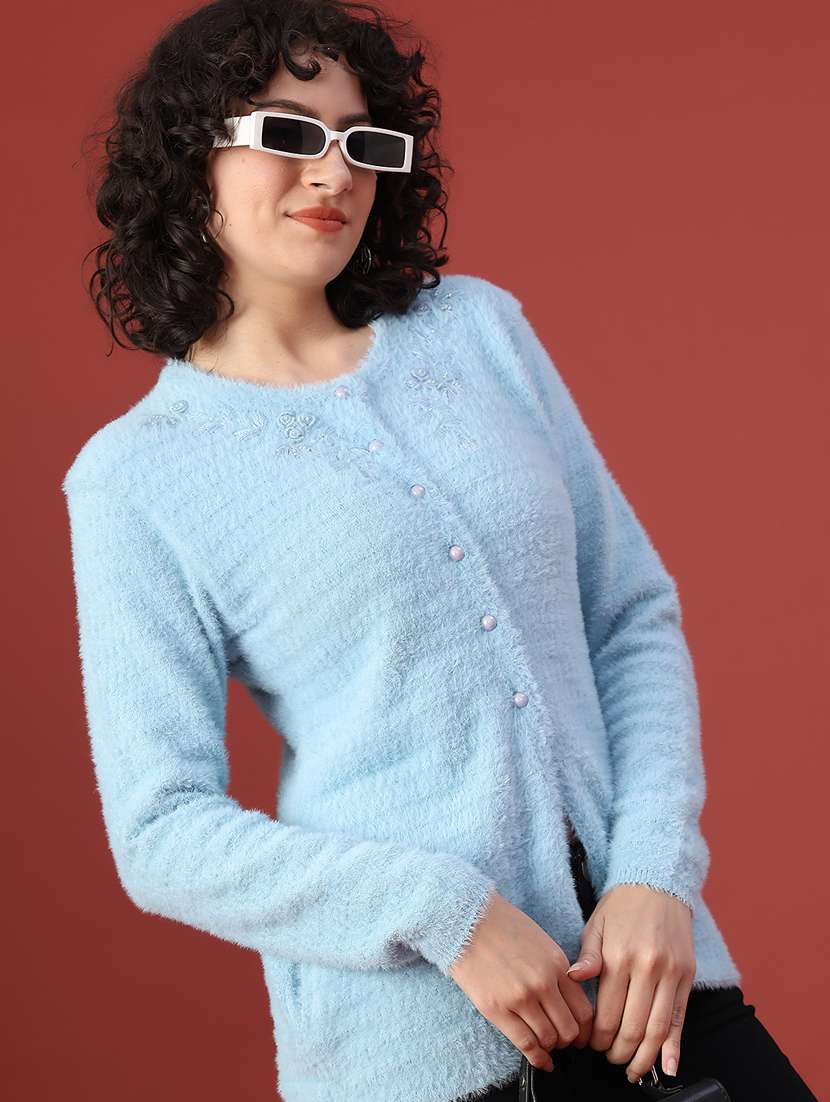 women self design long sleeve cardigan